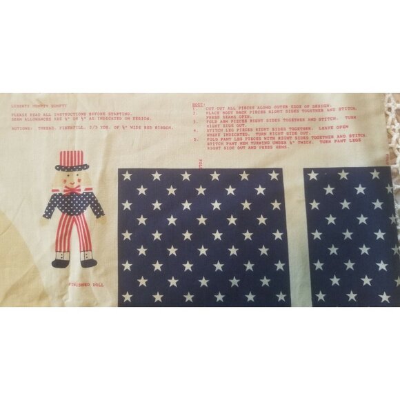 Liberty Humpty Dumpty Doll Cut and Sew Fabric Traditions 1990 Patriotic American - Picture 4 of 8